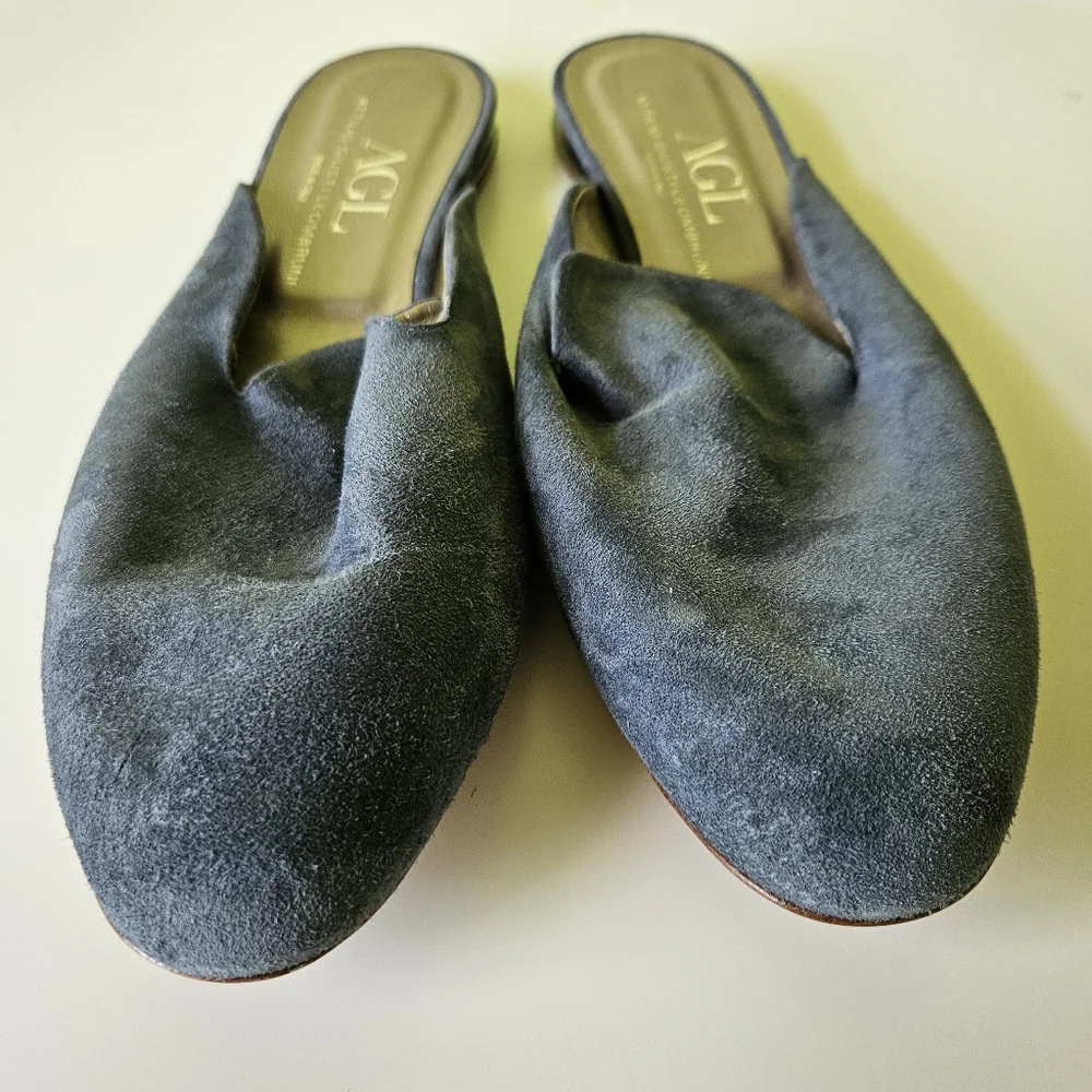 Agl Blue Suede Mules Size 42/11 Womens - Picture 3 of 6